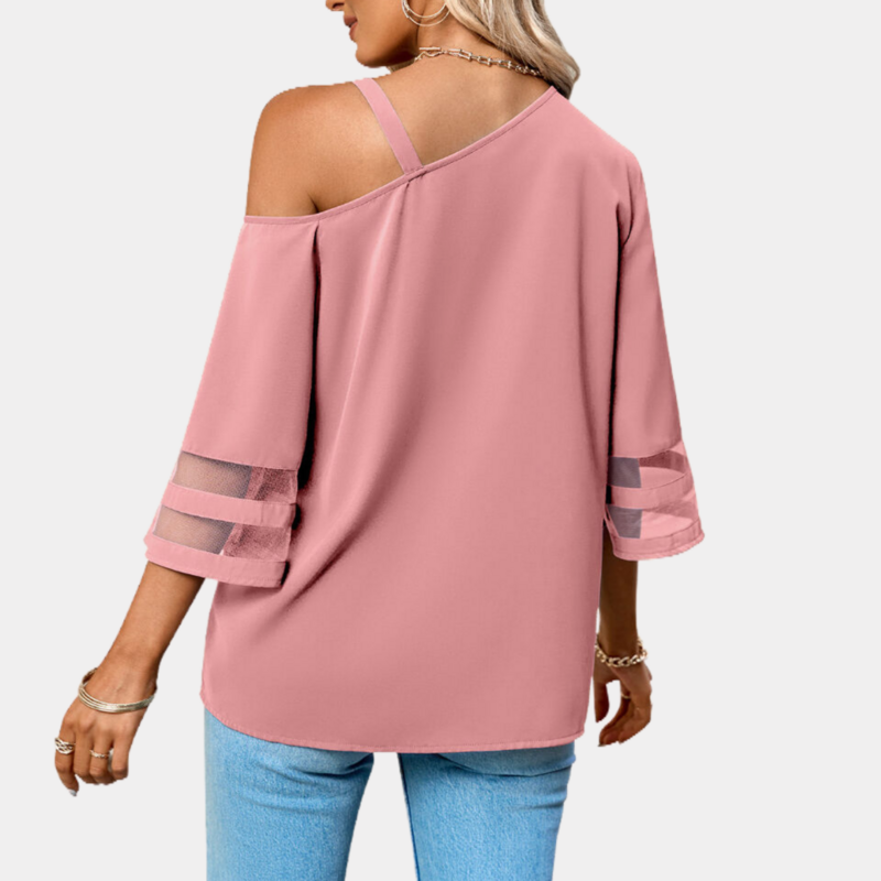 One Shoulder Blouse 3 4 Sleeve Top