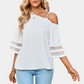One Shoulder Blouse Elbow Sleeve White Blouse