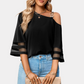 One Shoulder Blouse Elbow Sleeve Black Blouse