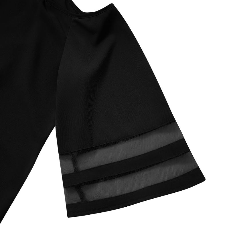 One Shoulder Blouse Elbow Sleeve Black Blouse