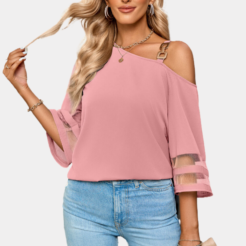 One Shoulder Blouse 3 4 Sleeve Top