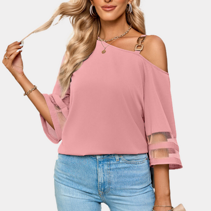 One Shoulder Blouse 3 4 Sleeve Top