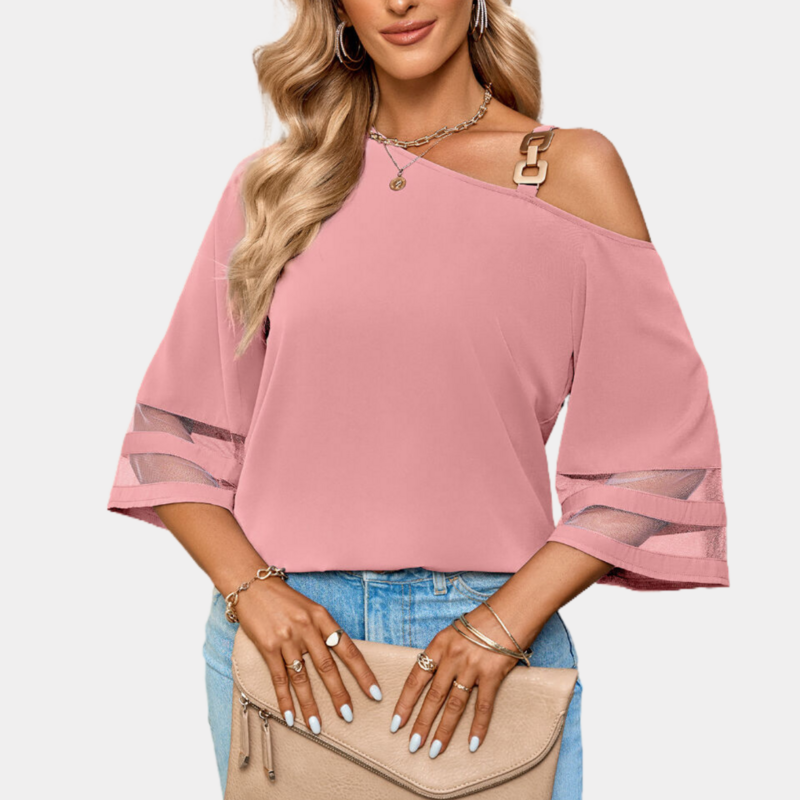 One Shoulder Blouse 3 4 Sleeve Top