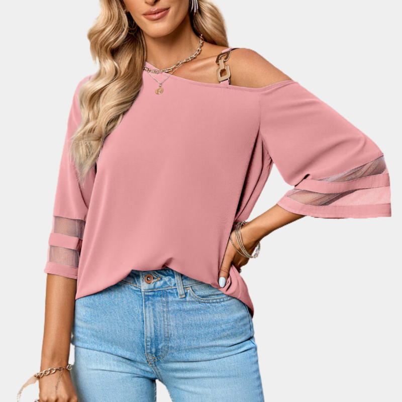 One Shoulder Blouse 3 4 Sleeve Top