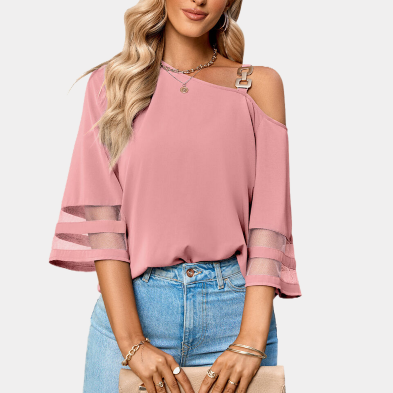 One Shoulder Blouse 3 4 Sleeve Top