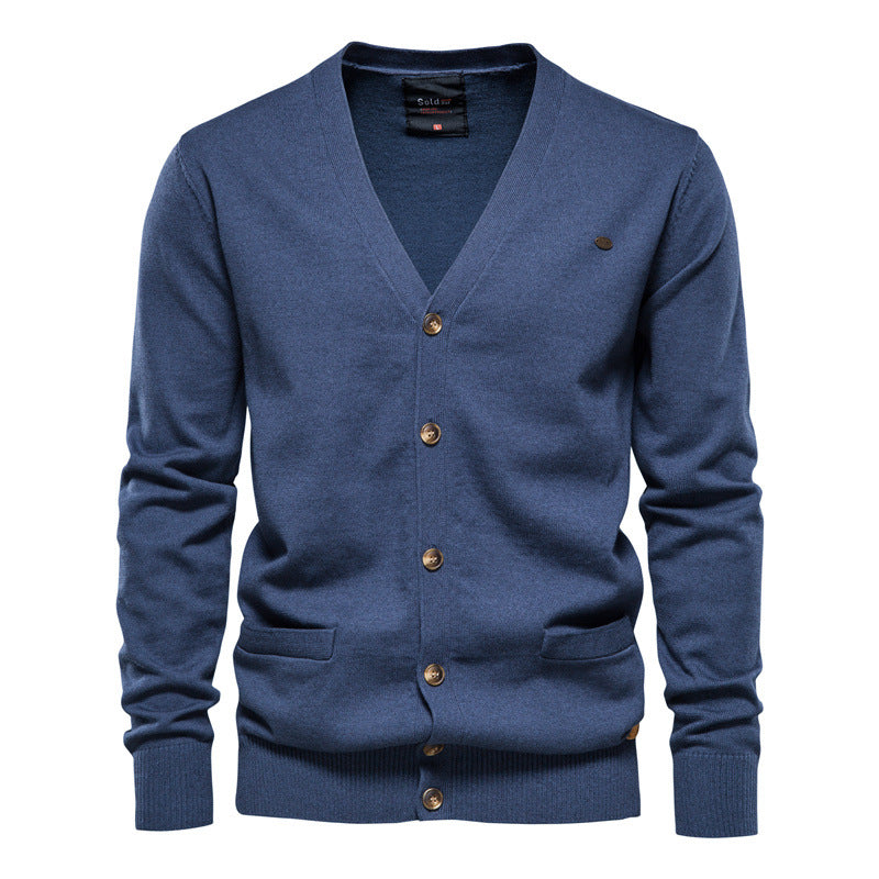 Men's Lightweight V-Neck Knit Casual Cardigan Sweater With Button