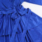 Women's Sparkly Metallic Skater Christmas Club Party Dress V-neck in Blue Shiny