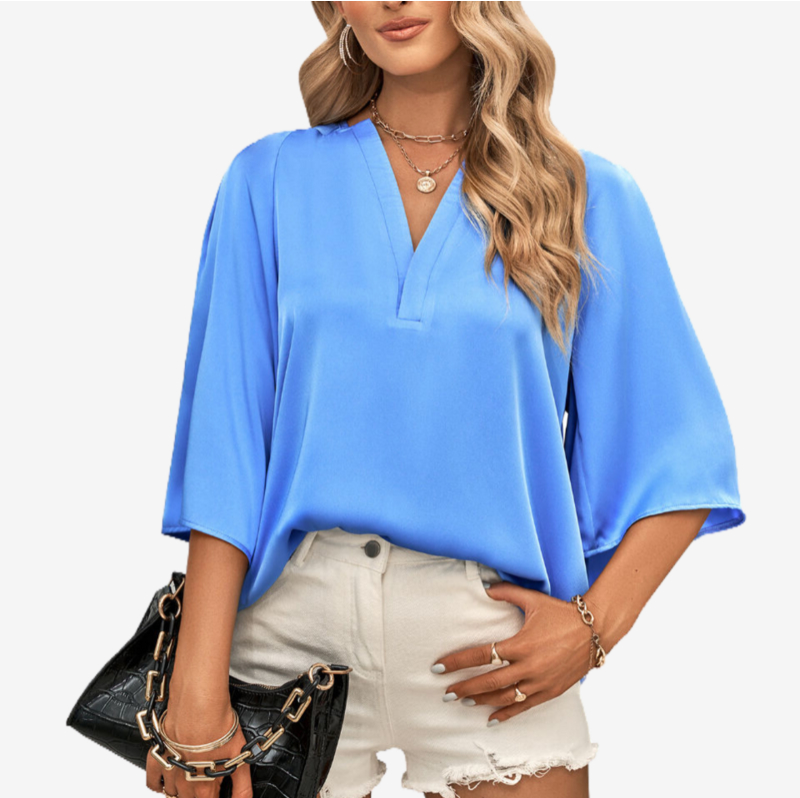 Blue Satin Blouse