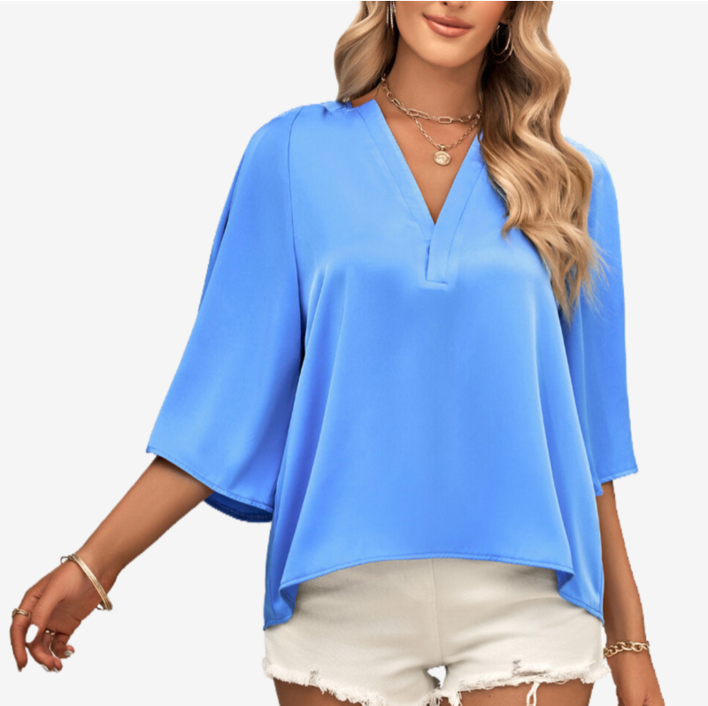 Blue Satin Blouse