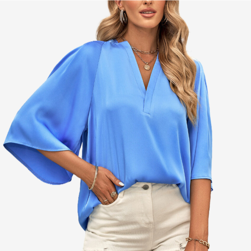 Blue Satin Blouse