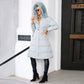 Womens Winter Coats Padding Jacket with Faux Fur Collar in L.Blue