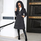 Womens Winter Coats Padding Jacket with Faux Fur Collar in Black