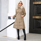 Womens Winter Coats Padding Jacket with Faux Fur Collar in Brown