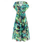 Hawaiian Print Dresses | V Neck Maxi