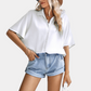 Button Up Shirt Short Sleeve White Blouse