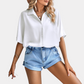 Button Up Shirt Short Sleeve White Blouse