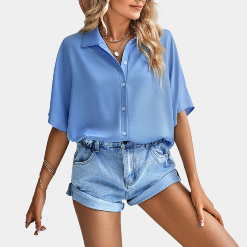 Blue Button Up Shirt Short Sleeve
