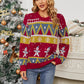 Ugly Christmas Sweater Knit Pullover Snowmen Print Red Sweater