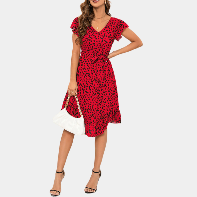 Red Leopard Print Dress