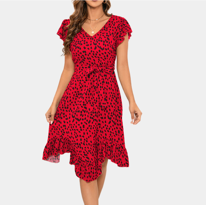 Red Leopard Print Dress
