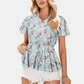 Floral Print Blouse with Ruffle Collar