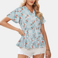 Floral Print Blouse with Ruffle Collar