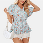 Floral Print Blouse with Ruffle Collar