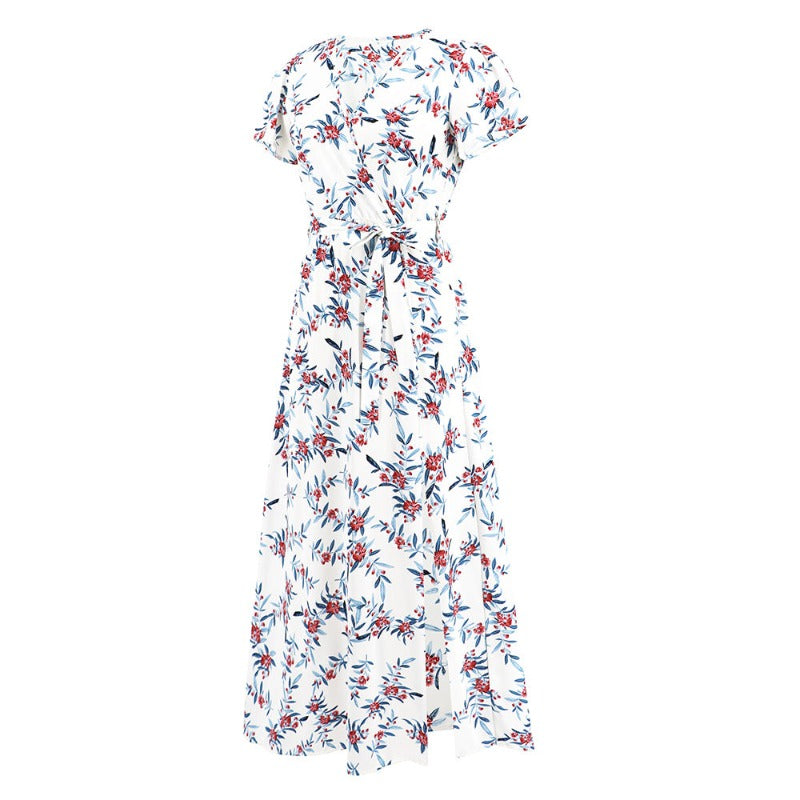 White Floral Wrap Dress