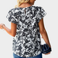 Floral Printed Black Blouse Short Sleeve