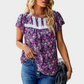 Floral Printed Black Blouse Short Sleeve