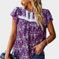 Floral Printed Black Blouse Short Sleeve