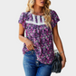 Printed Blouse with Short Sleeve in Purple