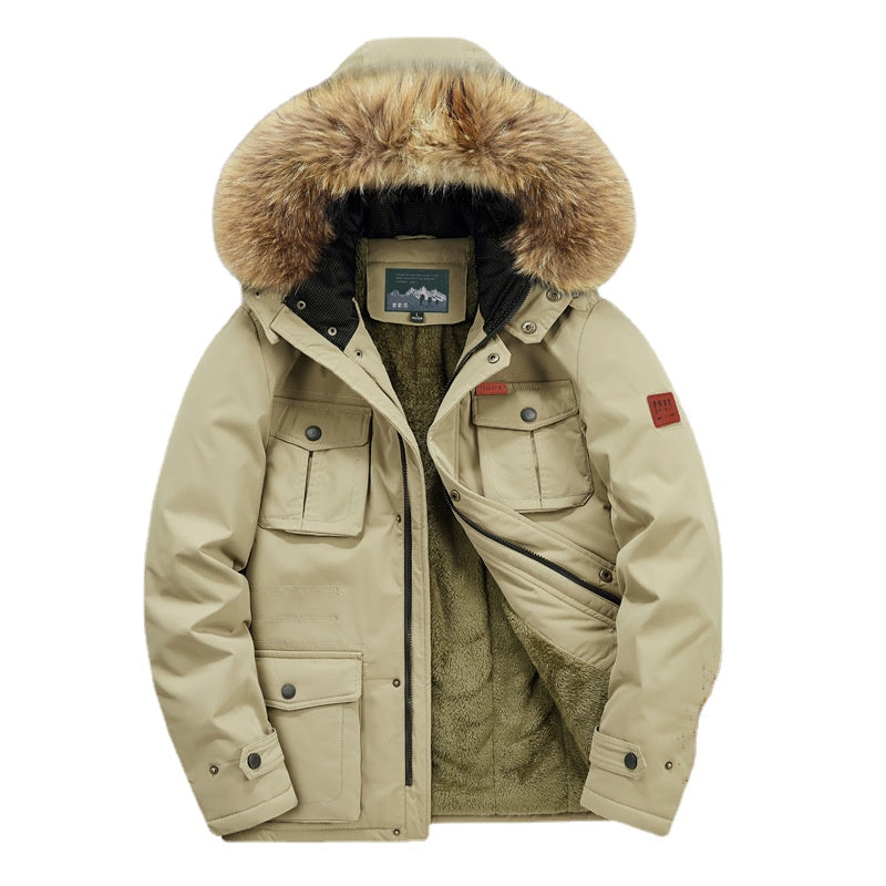 Men's Parka Jacket Sherpa Lined  Hooded With Removable Faux Fur Water Resistant