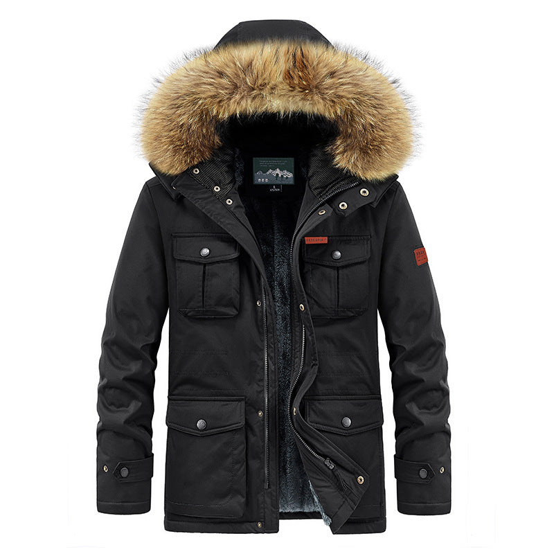 Men's Parka Jacket Sherpa Lined  Hooded With Removable Faux Fur Water Resistant