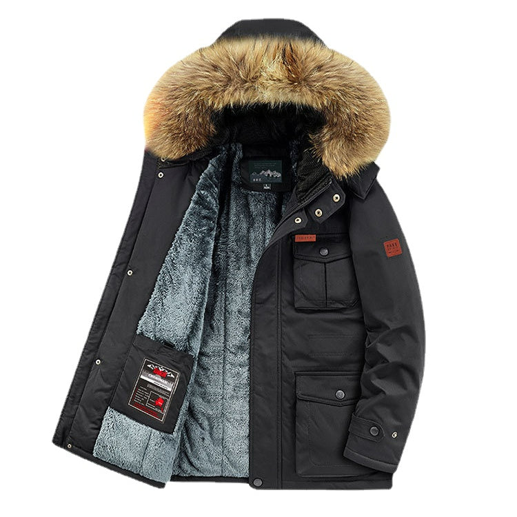 Men's Parka Jacket Sherpa Lined  Hooded With Removable Faux Fur Water Resistant