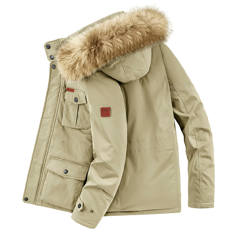 Men's Parka Jacket Sherpa Lined  Hooded With Removable Faux Fur Water Resistant