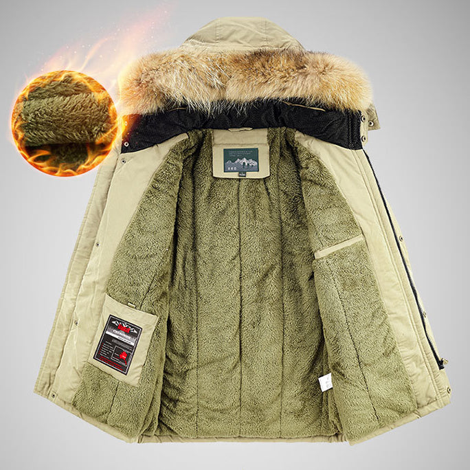 Men's Parka Jacket Sherpa Lined  Hooded With Removable Faux Fur Water Resistant