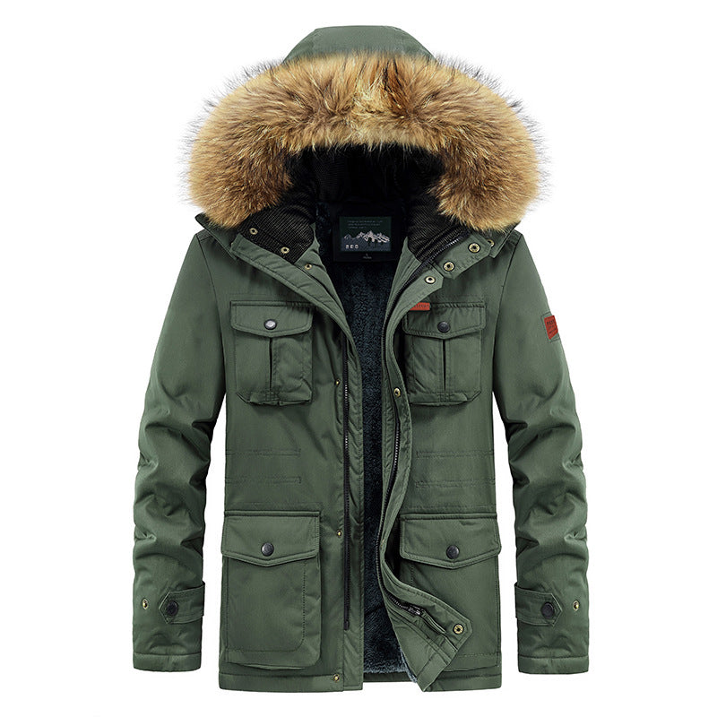 Men's Parka Jacket Sherpa Lined  Hooded With Removable Faux Fur Water Resistant