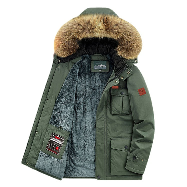 Men's Parka Jacket Sherpa Lined  Hooded With Removable Faux Fur Water Resistant