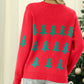 Ugly Christmas Sweater Christmas Trees Print Red Pullover