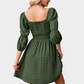 A Line Dresses Puff Sleeve Square Neck Green Dress