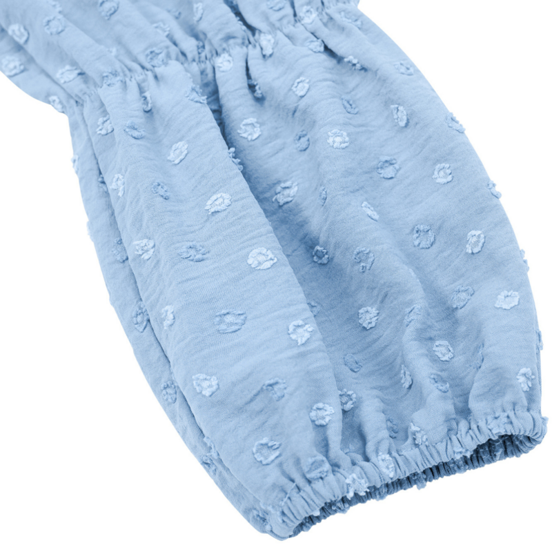 A Line Dresses Puff Sleeve Square Neck Blue Dress