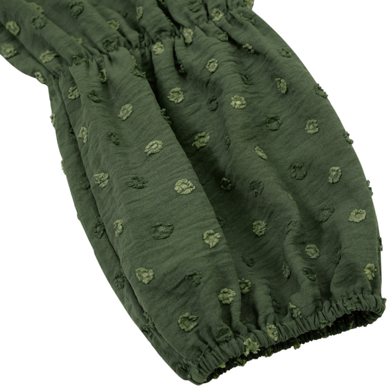A Line Dresses Puff Sleeve Square Neck Green Dress