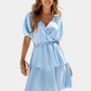 Open Back Wedding Dresses V Neck Blue Dress