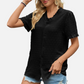 Black Short Sleeve Ruffle Blouse