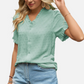 Short Sleeve Ruffle Blouse in Green