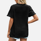 Black Short Sleeve Ruffle Blouse