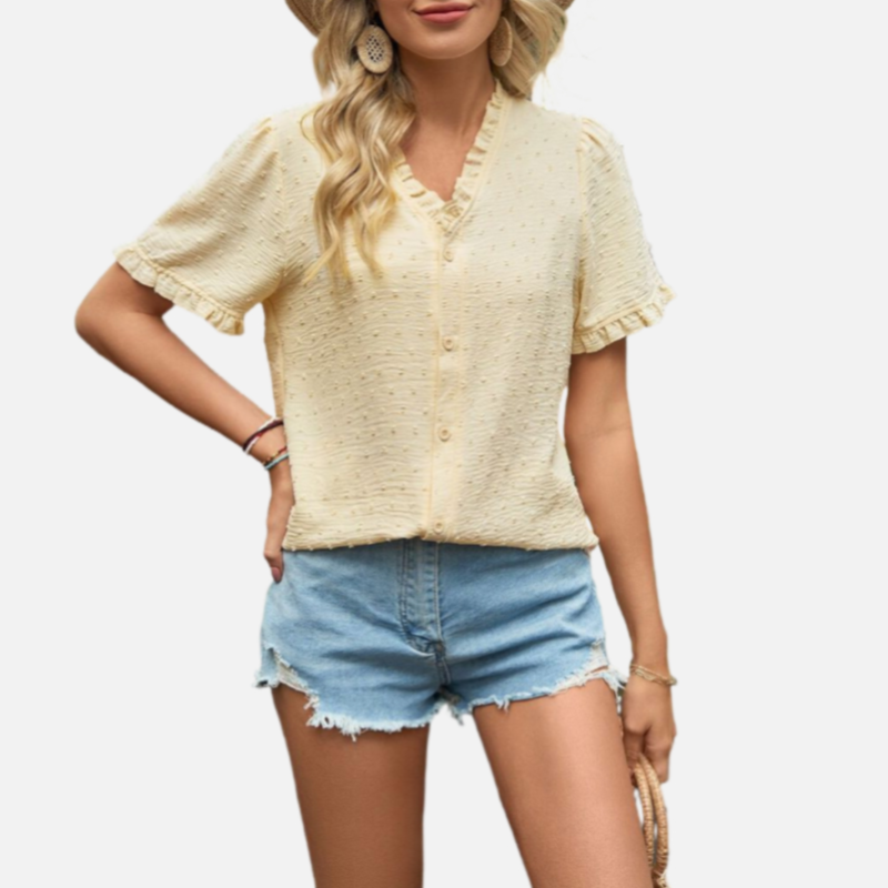 Short Sleeve Ruffle Blouse 