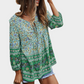 Green Flora Blouse Tie Front Top