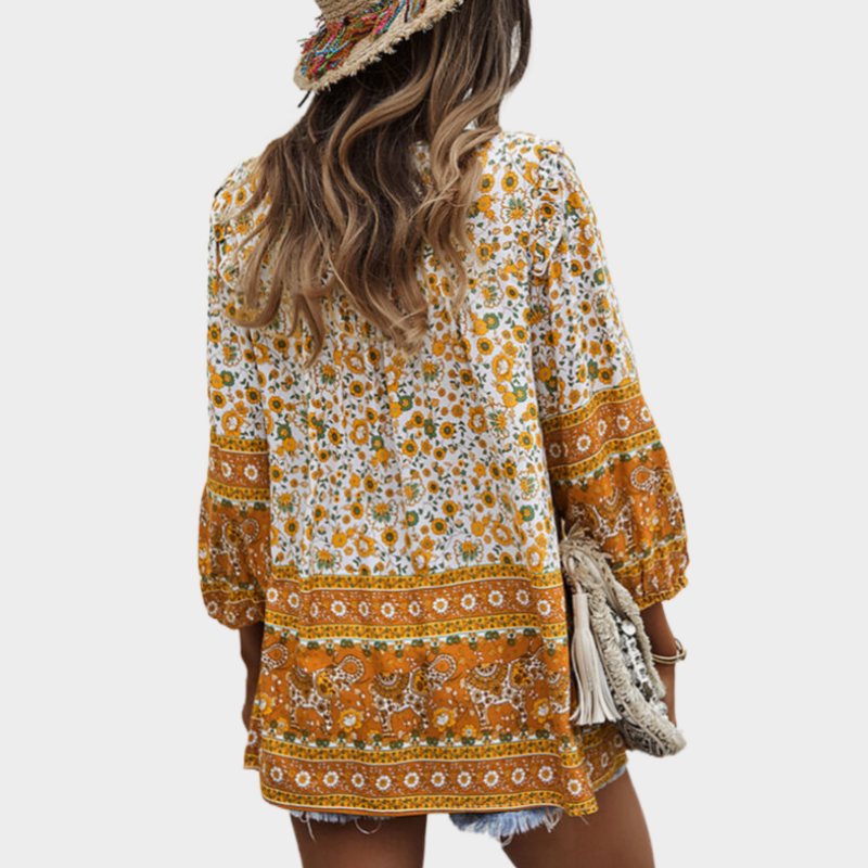 V Neck Top in Floral Print